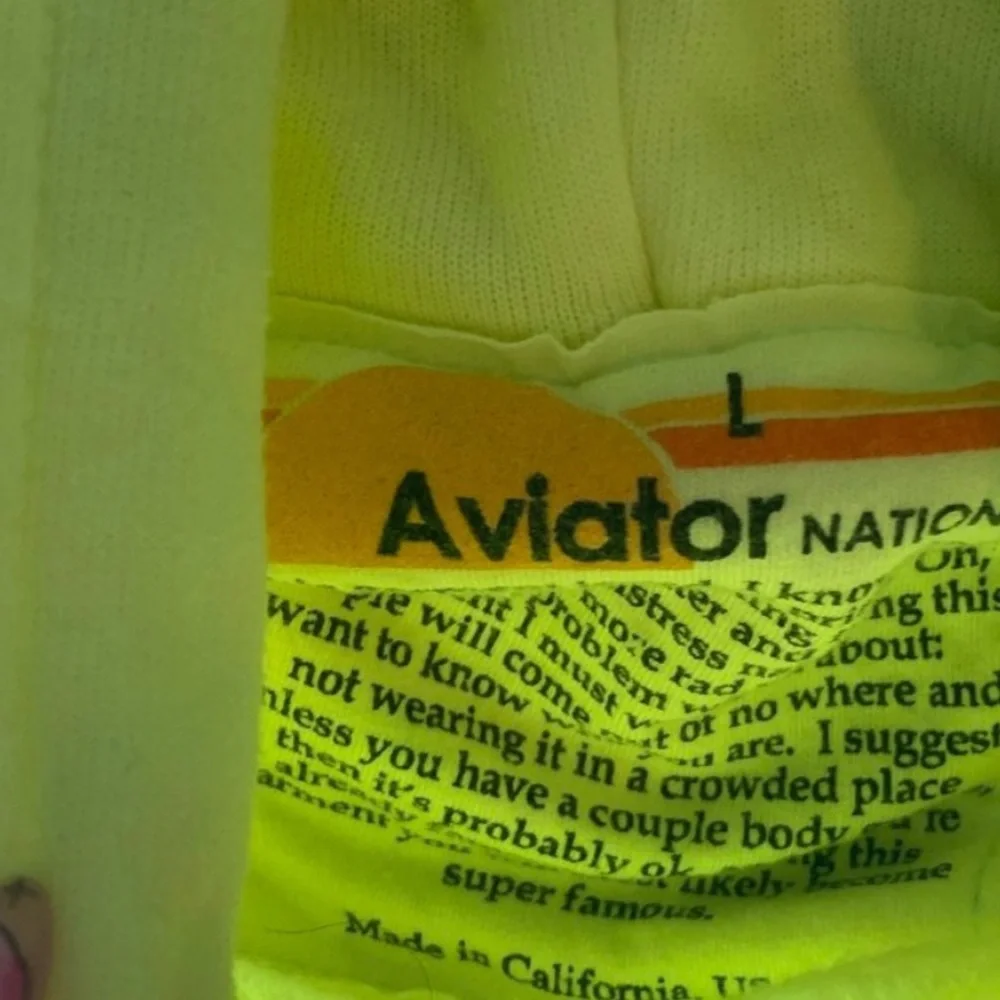 Aviator Nation Bright Neon Yellow Hoodie size Adult Large - Picture 5 of 6